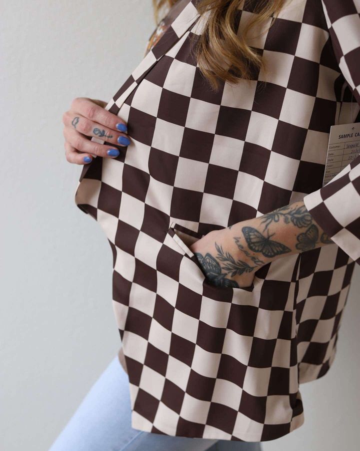 Brown/Cream Checkered Blazer