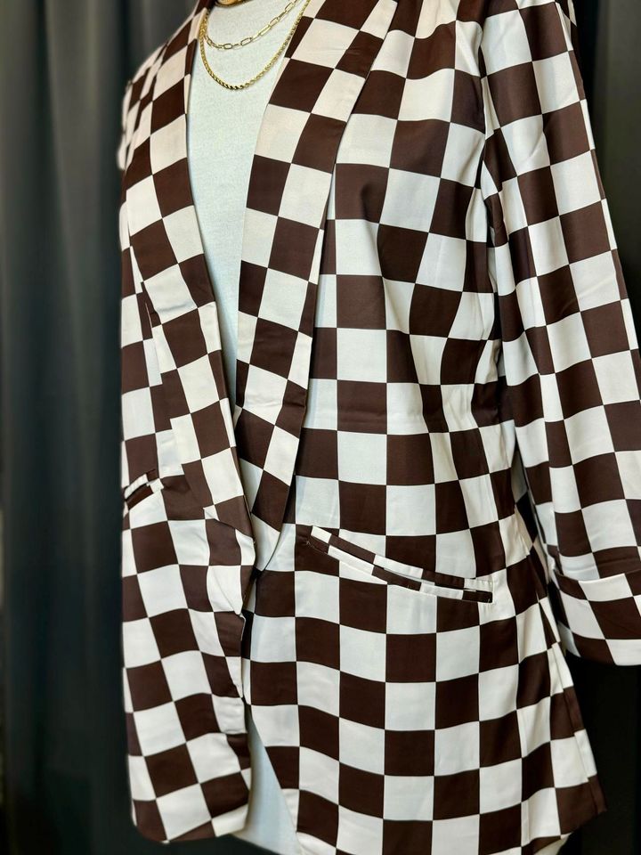 Brown/Cream Checkered Blazer